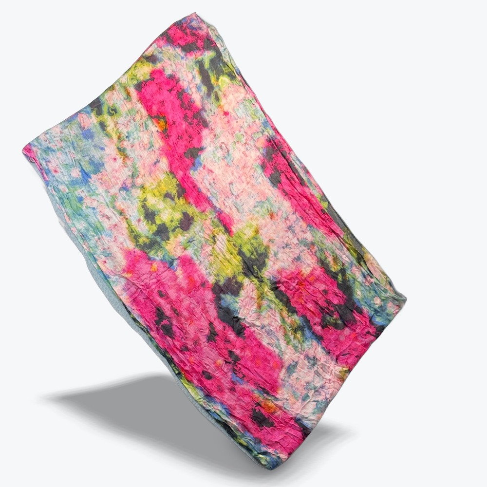 Fay Et‎ Fille Modal Silk Infiniti Scarf Floral Rectangle Pink Green Blue 24x72